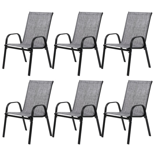 6 Piece Patio Chairs, Outdoor Camping Chairs with Breathable Textilene Fabric, Set of 2 Garden Chairs with Armrest High Backrest for Garden Patio Pool Beach Yard Space Saving ( Grey)6 - 1st Choice Furniture Direct