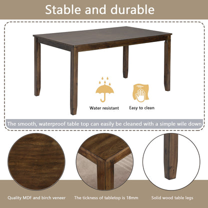 6-Piece Walnut Acacia Wood Dining Set with Bench & Chairs - 1st Choice Furniture Direct
