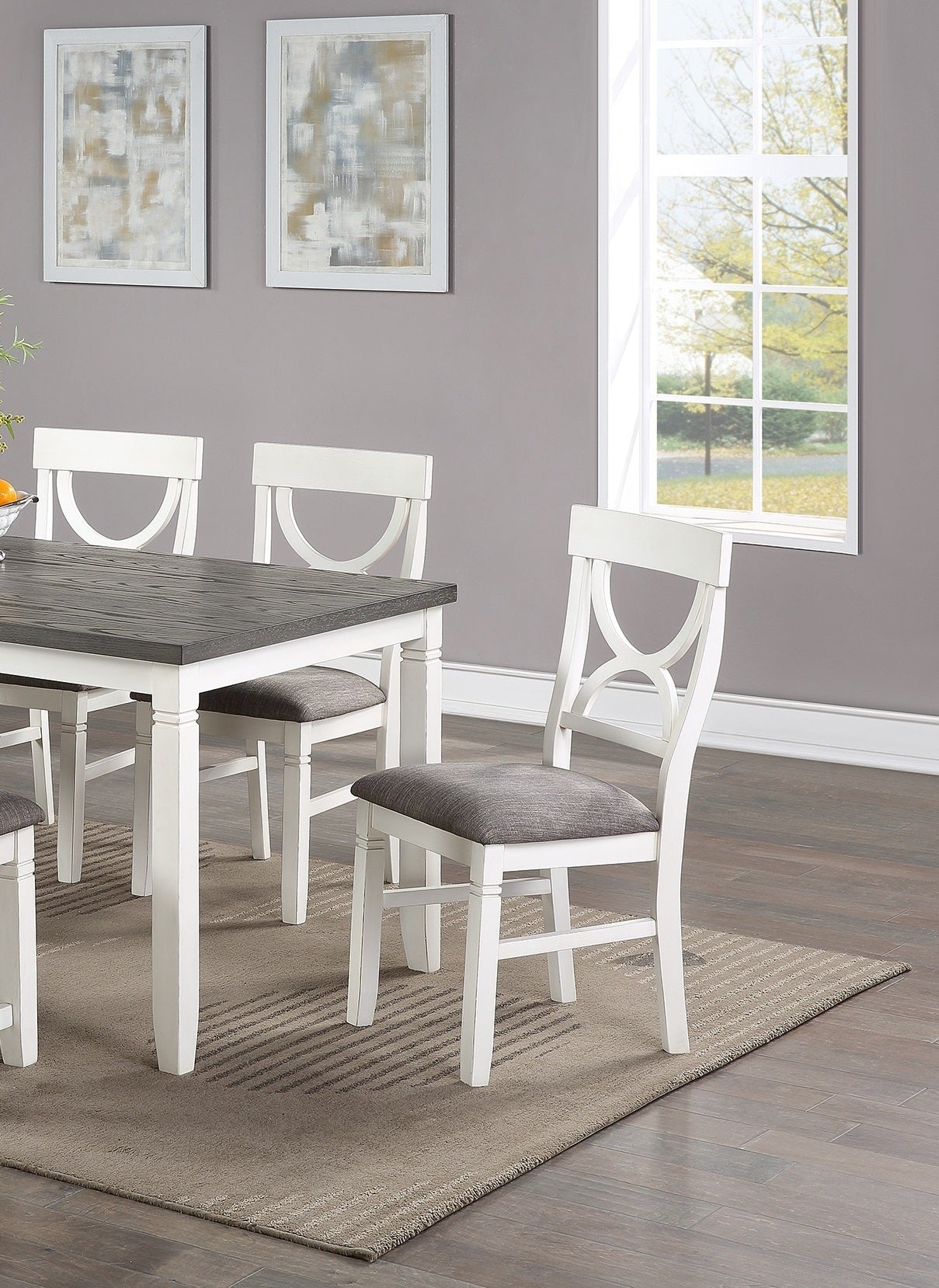 6-Piece White Rubberwood Dining Set with Bench and Chairs - 1st Choice Furniture Direct