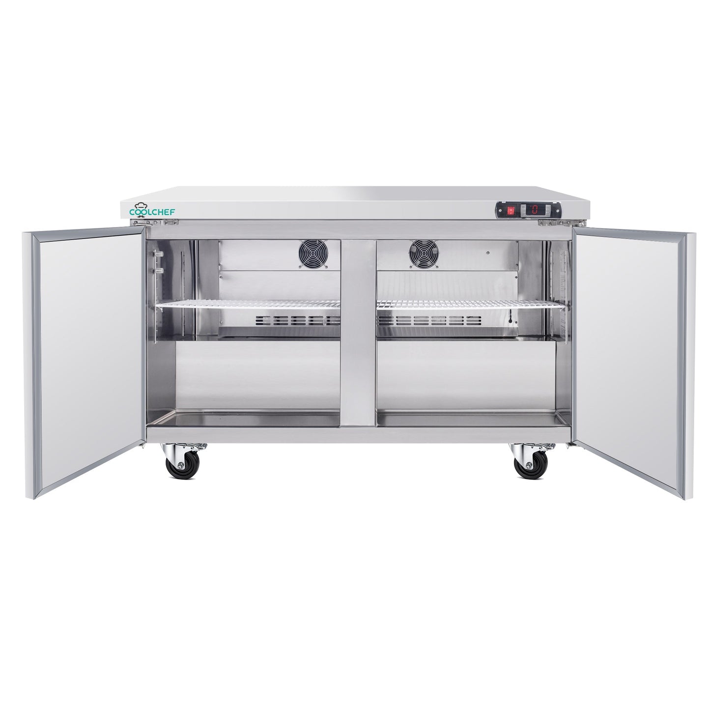 60' Commercial Double Door Worktop Freezer, 17 Cu.ft Stainless Steel Undercounter Freezer, -8–0°F, R290 Heavy-Duty Restaurant Freezer - 1st Choice Furniture Direct