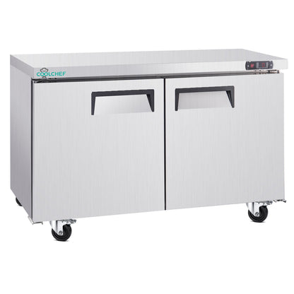 60' Commercial Double Door Worktop Freezer, 17 Cu.ft Stainless Steel Undercounter Freezer, -8–0°F, R290 Heavy-Duty Restaurant Freezer - 1st Choice Furniture Direct