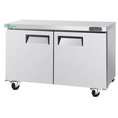 60' Commercial Double Door Worktop Freezer, 17 Cu.ft Stainless Steel Undercounter Freezer, -8–0°F, R290 Heavy-Duty Restaurant Freezer - 1st Choice Furniture Direct