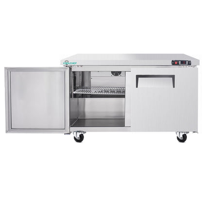 60' Commercial Double Door Worktop Freezer, 17 Cu.ft Stainless Steel Undercounter Freezer, -8–0°F, R290 Heavy-Duty Restaurant Freezer - 1st Choice Furniture Direct
