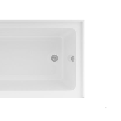60' Glossy White Acrylic Alcove Soaking Bathtub with Skirt - Back - to - Wall Design, Chrome Hand - Twist Drain, Compact 60' x 32' x 20' - 1st Choice Furniture Direct