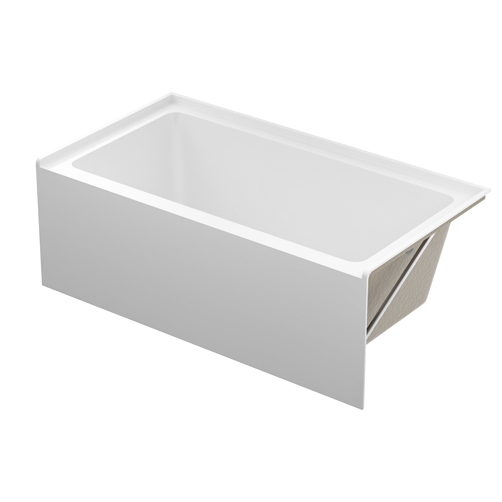 60' Glossy White Acrylic Alcove Soaking Bathtub with Skirt - Back - to - Wall Design, Chrome Hand - Twist Drain, Compact 60' x 32' x 20' - 1st Choice Furniture Direct