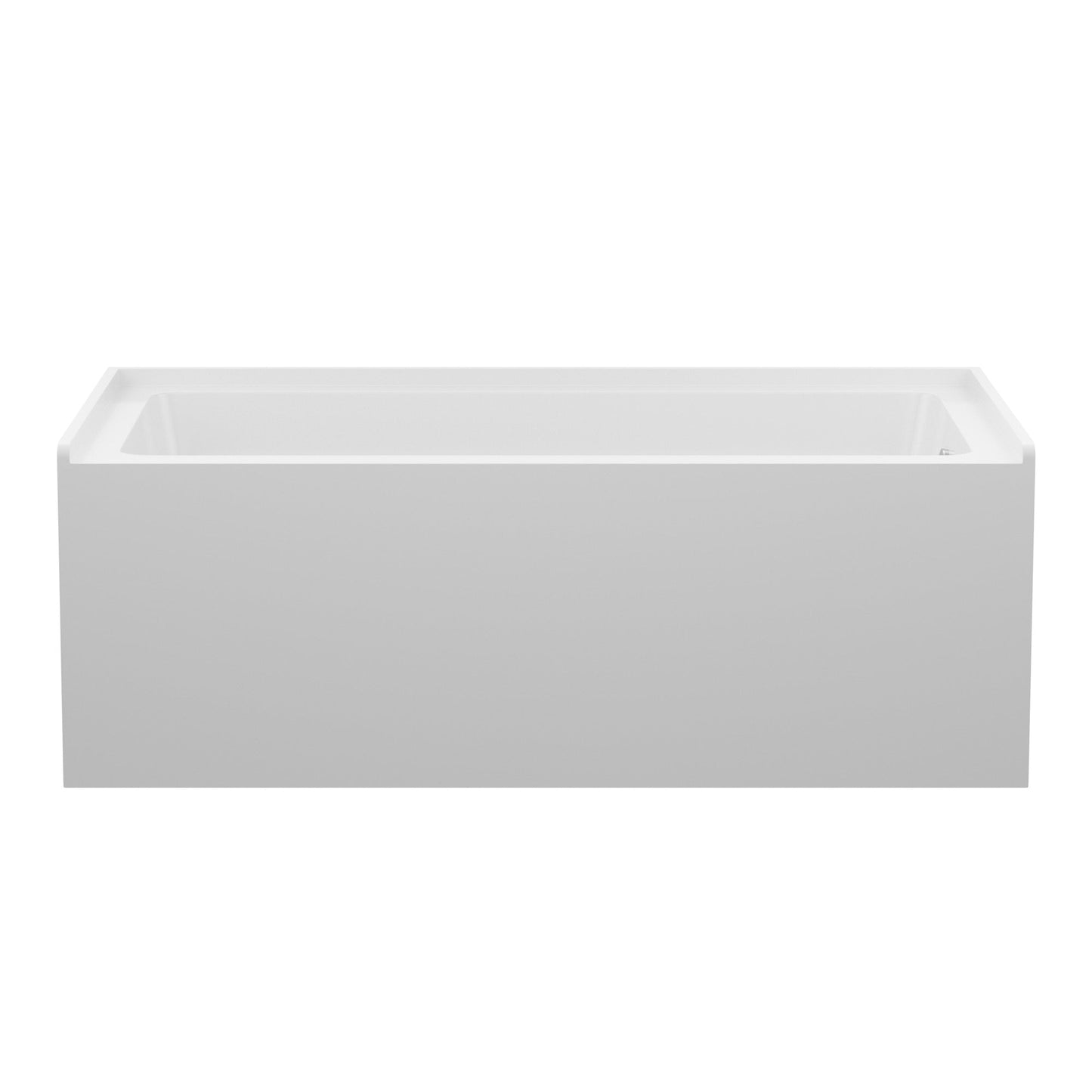 60' Glossy White Acrylic Alcove Soaking Bathtub with Skirt - Back - to - Wall Design, Chrome Hand - Twist Drain, Compact 60' x 32' x 20' - 1st Choice Furniture Direct