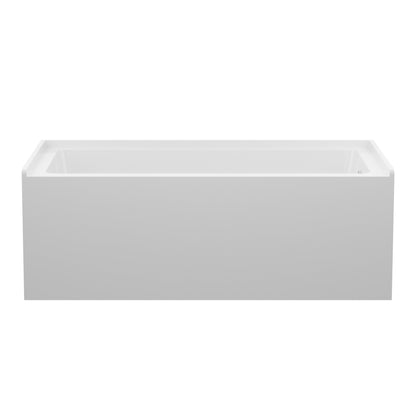 60' Glossy White Acrylic Alcove Soaking Bathtub with Skirt - Back - to - Wall Design, Chrome Hand - Twist Drain, Compact 60' x 32' x 20' - 1st Choice Furniture Direct