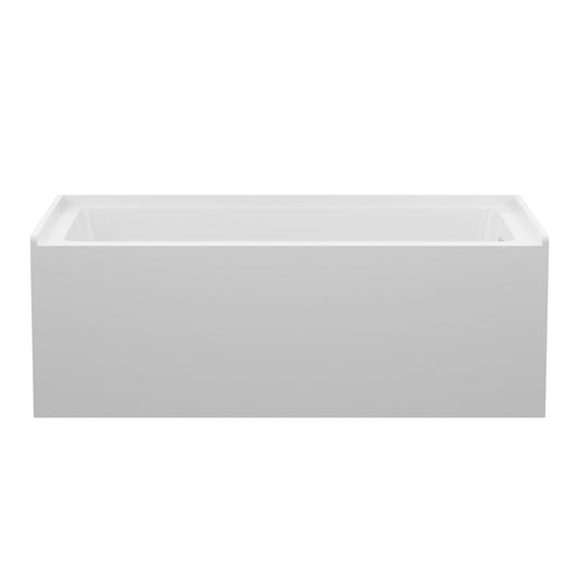 60' Glossy White Acrylic Alcove Soaking Bathtub with Skirt - Back - to - Wall Design, Chrome Hand - Twist Drain, Compact 60' x 32' x 20' - 1st Choice Furniture Direct