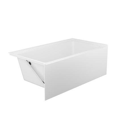 60' Glossy White Acrylic Alcove Soaking Bathtub with Skirt - Back - to - Wall Design, Chrome Hand - Twist Drain, Compact 60' x 32' x 20' - 1st Choice Furniture Direct