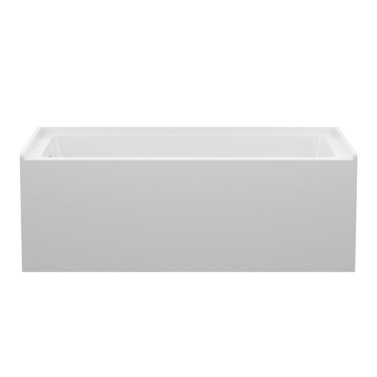 60' Glossy White Acrylic Alcove Soaking Bathtub with Skirt - Back - to - Wall Design, Chrome Hand - Twist Drain, Compact 60' x 32' x 20' - 1st Choice Furniture Direct
