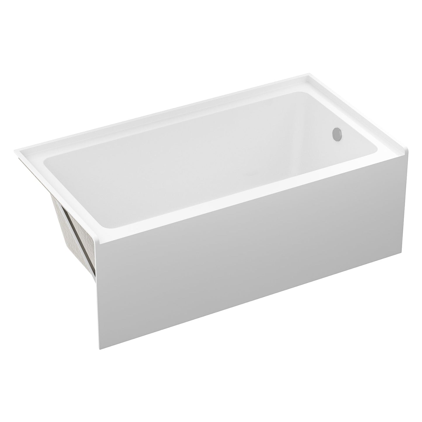 60' Glossy White Acrylic Alcove Soaking Bathtub with Skirt - Back - to - Wall Design, Chrome Hand - Twist Drain, Compact 60' x 32' x 20' - 1st Choice Furniture Direct