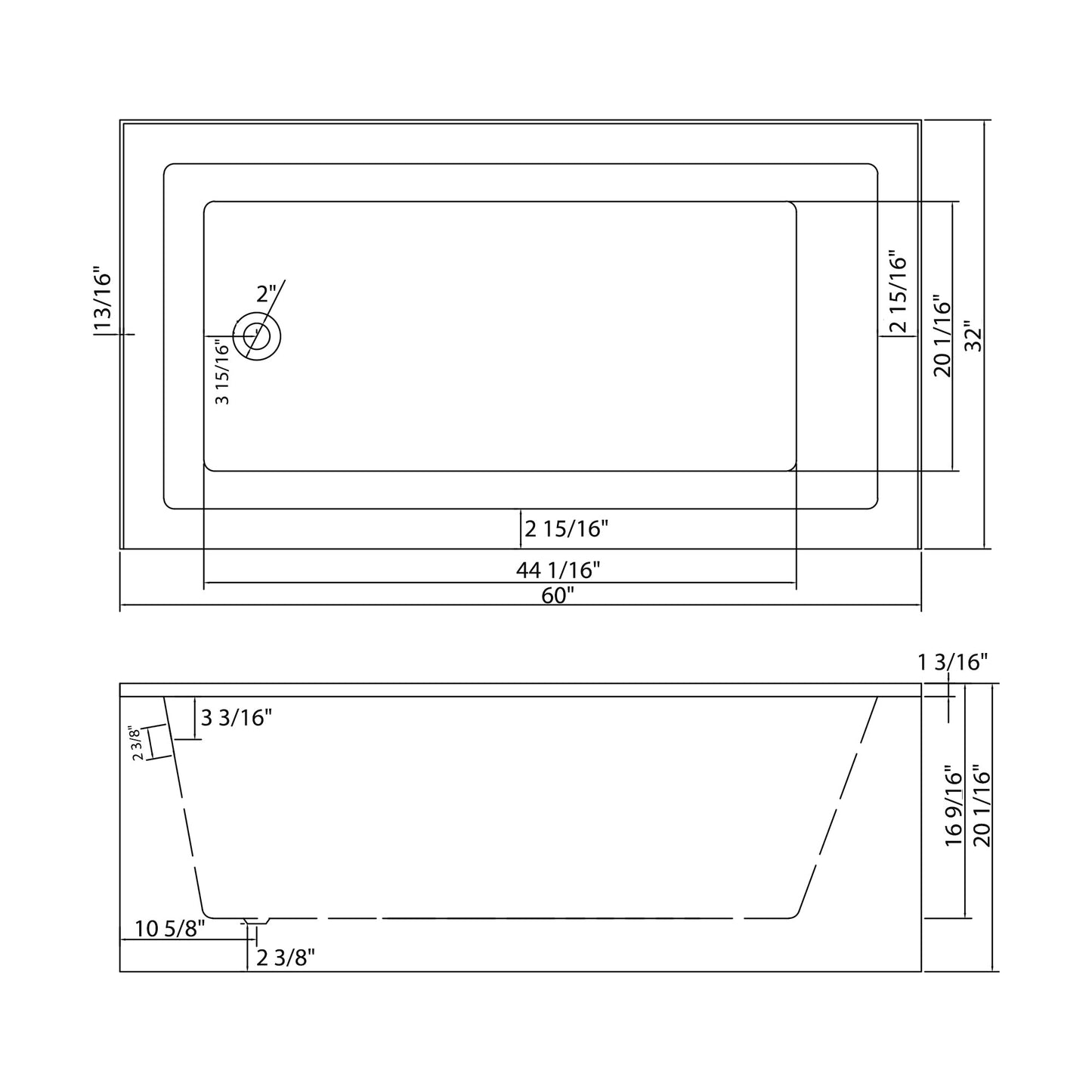 60' Glossy White Acrylic Alcove Soaking Bathtub with Skirt - Back - to - Wall Design, Chrome Hand - Twist Drain, Compact 60' x 32' x 20' - 1st Choice Furniture Direct