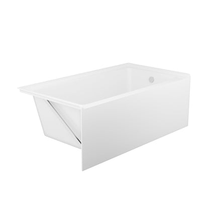 60' Glossy White Acrylic Alcove Soaking Bathtub with Skirt - Back - to - Wall Design, Chrome Hand - Twist Drain, Compact 60' x 32' x 20' - 1st Choice Furniture Direct