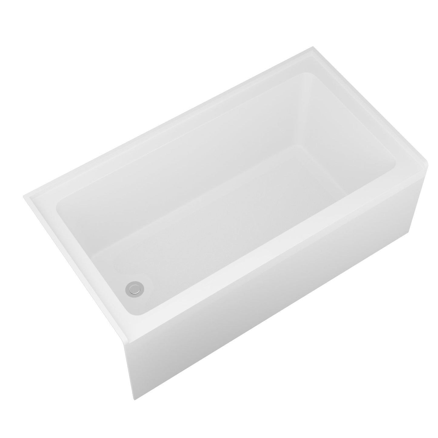 60' Glossy White Acrylic Alcove Soaking Bathtub with Skirt - Back - to - Wall Design, Chrome Hand - Twist Drain, Compact 60' x 32' x 20' - 1st Choice Furniture Direct