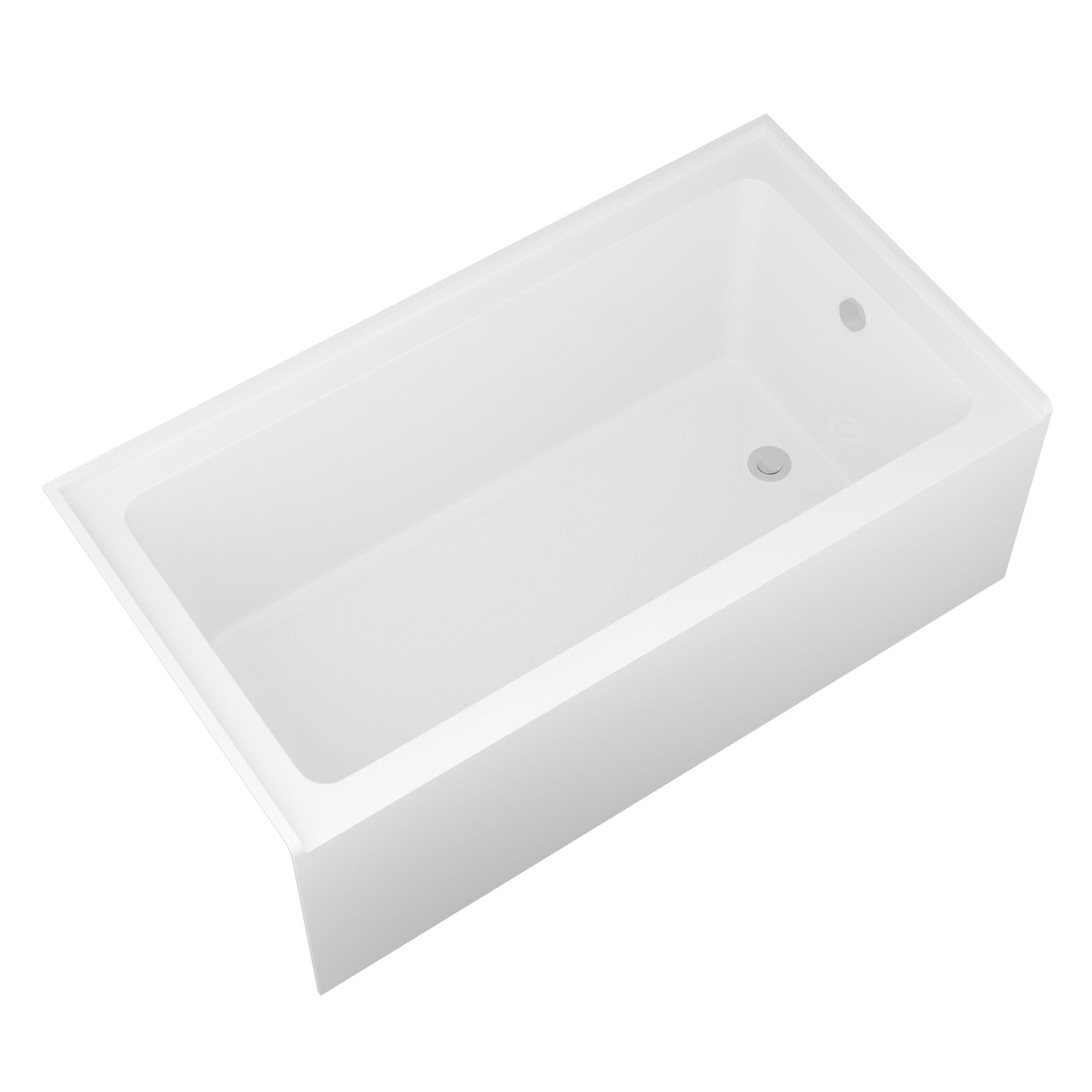 60' Glossy White Acrylic Alcove Soaking Bathtub with Skirt - Back - to - Wall Design, Chrome Hand - Twist Drain, Compact 60' x 32' x 20' - 1st Choice Furniture Direct