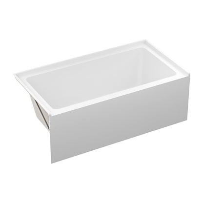 60' Glossy White Acrylic Alcove Soaking Bathtub with Skirt - Back - to - Wall Design, Chrome Hand - Twist Drain, Compact 60' x 32' x 20' - 1st Choice Furniture Direct