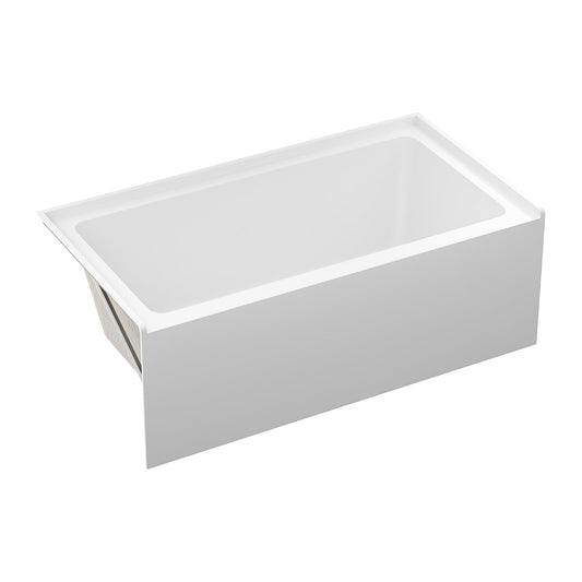 60' Glossy White Acrylic Alcove Soaking Bathtub with Skirt - Back - to - Wall Design, Chrome Hand - Twist Drain, Compact 60' x 32' x 20' - 1st Choice Furniture Direct