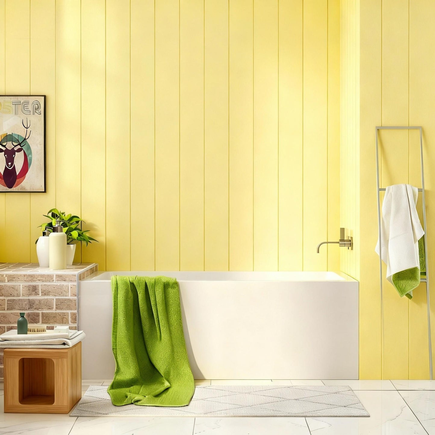 60' Glossy White Acrylic Alcove Soaking Bathtub with Skirt - Back - to - Wall Design, Chrome Hand - Twist Drain, Compact 60' x 32' x 20' - 1st Choice Furniture Direct