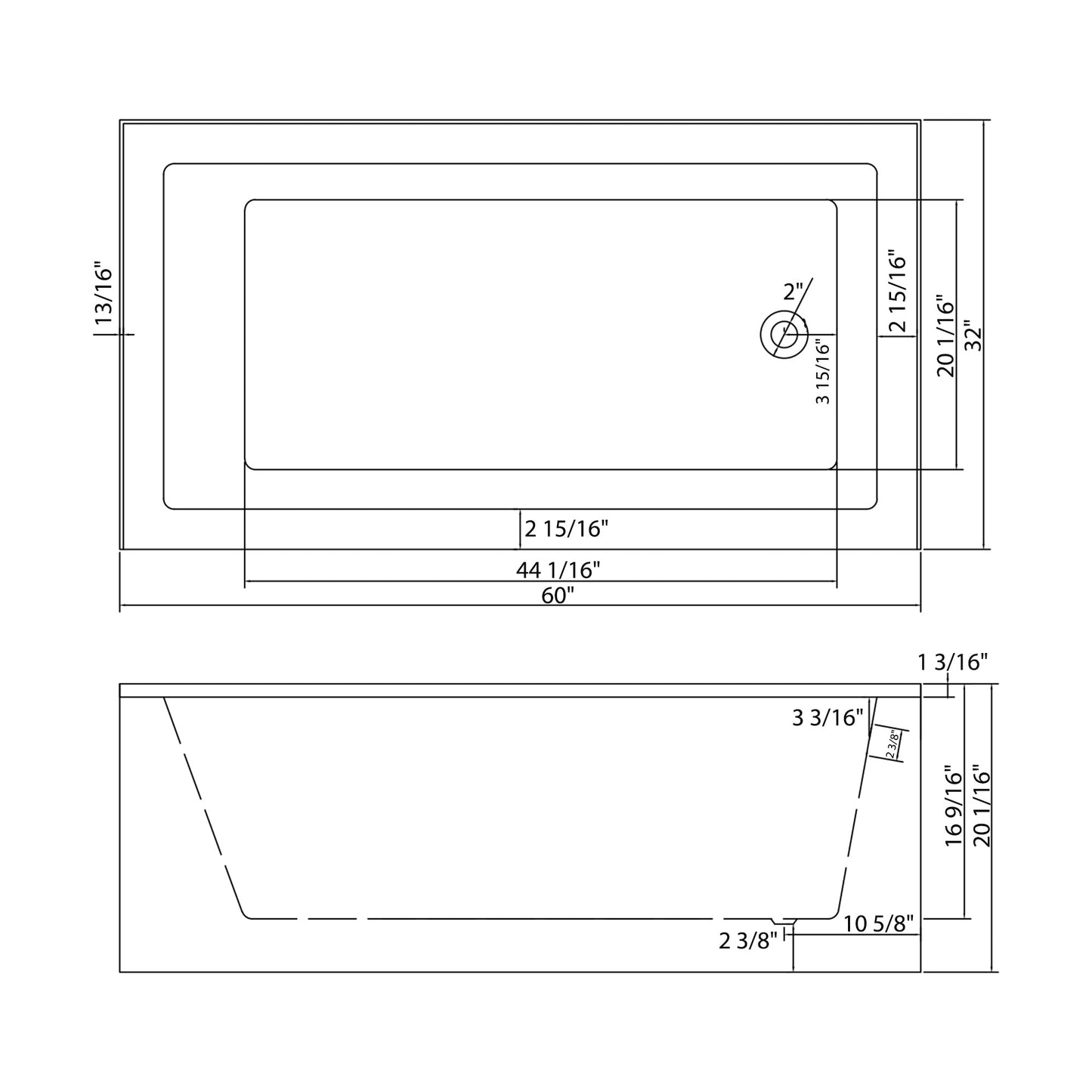 60' Glossy White Acrylic Alcove Soaking Bathtub with Skirt - Back - to - Wall Design, Chrome Hand - Twist Drain, Compact 60' x 32' x 20' - 1st Choice Furniture Direct