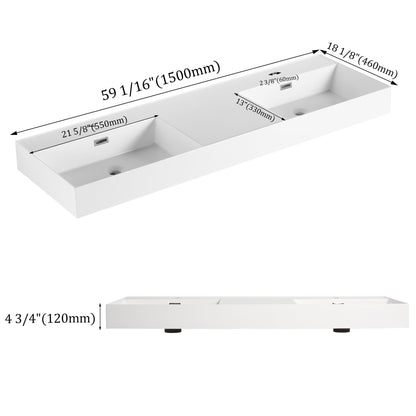 60 Inch Bathroom Resin Sink(GRB60120DMO) - 1st Choice Furniture Direct