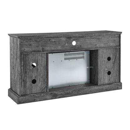 60 Inch Electric Fireplace Entertainment Center With Door Sensor - Dark Rustic Oak - 1st Choice Furniture Direct