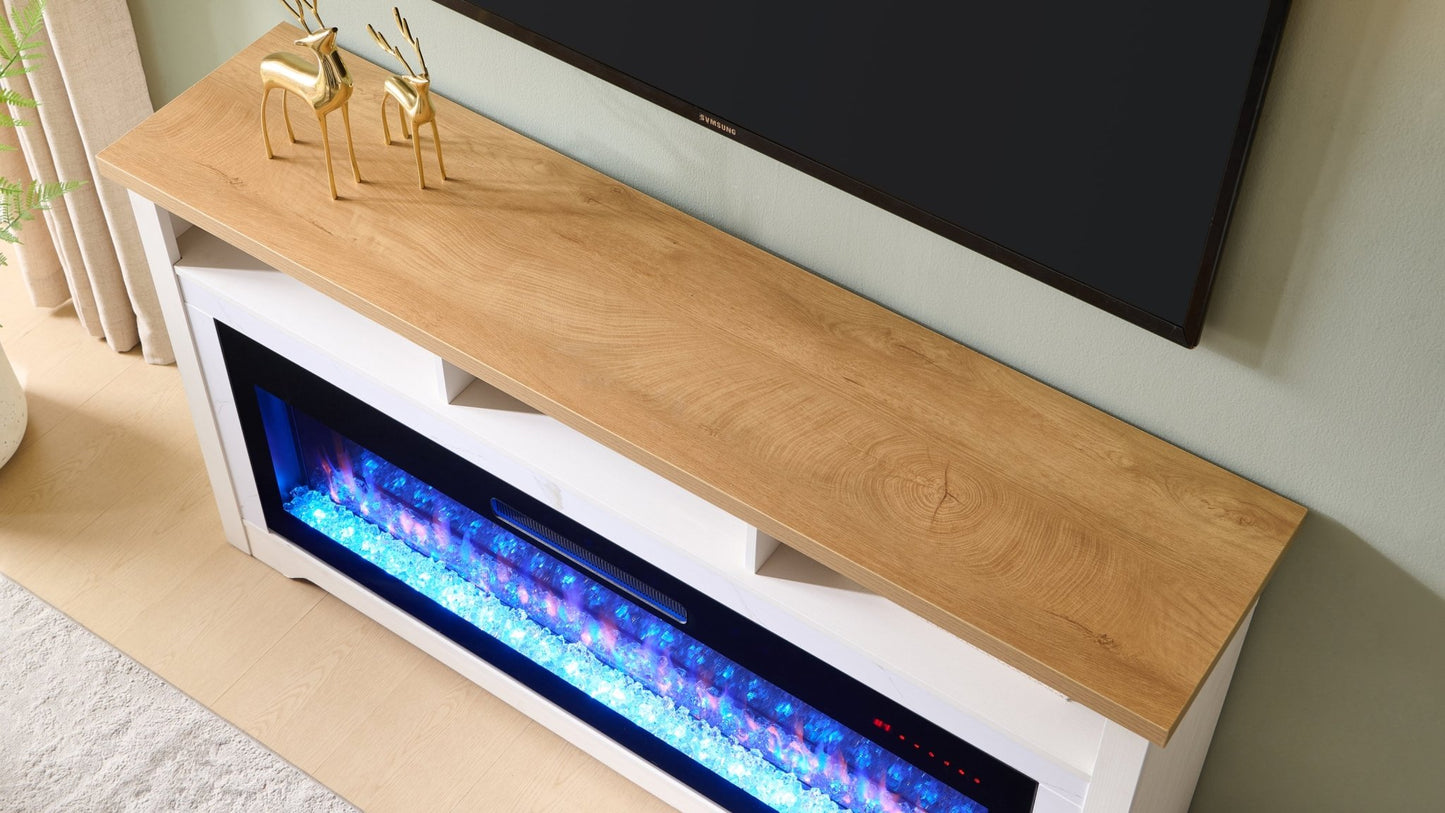 60 inch Fireplace TV Stand for TVs up to 70',with 50'smart Electric Fireplace,white - 1st Choice Furniture Direct