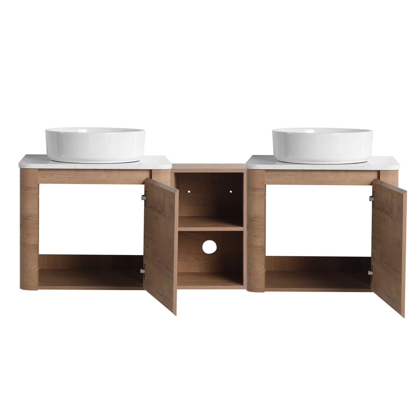 60'' Wall - Mounted Bathroom Vanity With Ceramic Art Sink, and 1 - Storage Shelves, Soft - Close Door, KD - Packing, Plywood - 1st Choice Furniture Direct