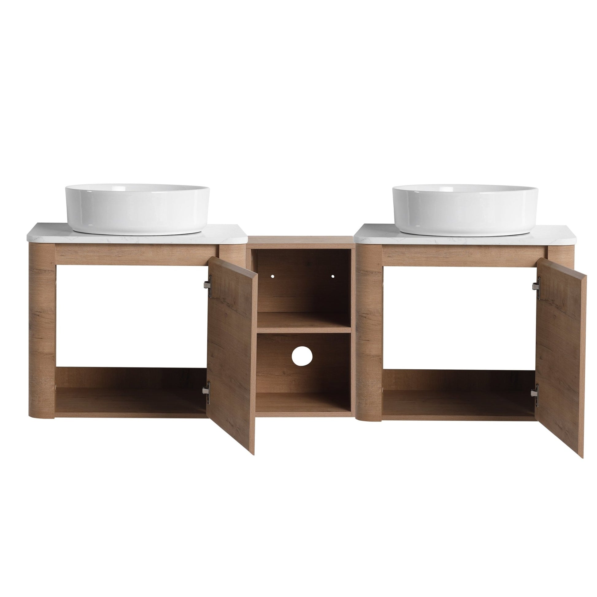 60'' Wall - Mounted Bathroom Vanity With Ceramic Art Sink, and 1 - Storage Shelves, Soft - Close Door, KD - Packing, Plywood - 1st Choice Furniture Direct