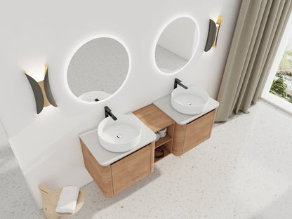 60'' Wall - Mounted Bathroom Vanity With Ceramic Art Sink, and 1 - Storage Shelves, Soft - Close Door, KD - Packing, Plywood - 1st Choice Furniture Direct