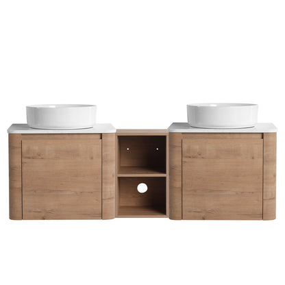 60'' Wall - Mounted Bathroom Vanity With Ceramic Art Sink, and 1 - Storage Shelves, Soft - Close Door, KD - Packing, Plywood - 1st Choice Furniture Direct