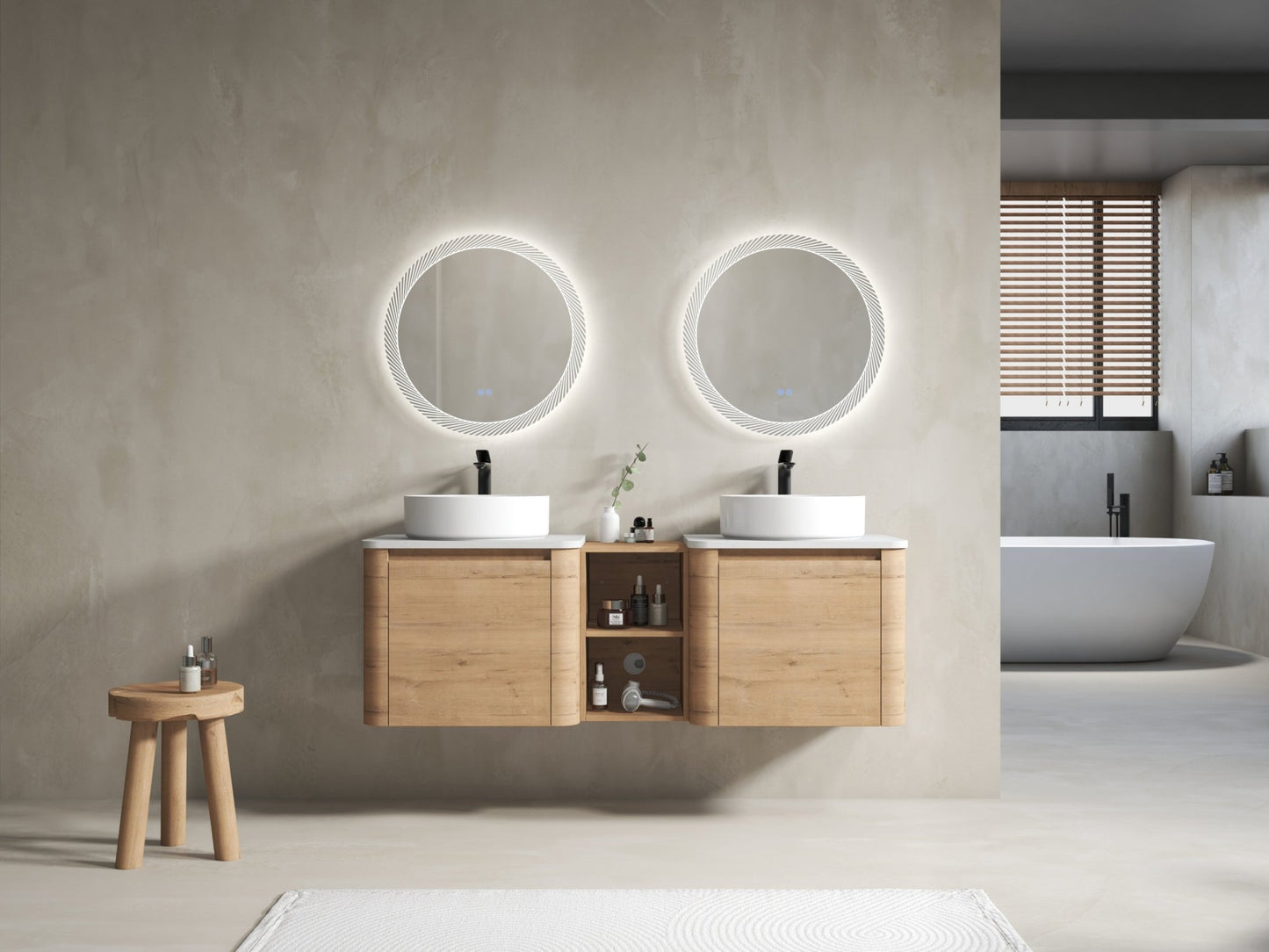 60'' Wall - Mounted Bathroom Vanity With Ceramic Art Sink, and 1 - Storage Shelves, Soft - Close Door, KD - Packing, Plywood - 1st Choice Furniture Direct