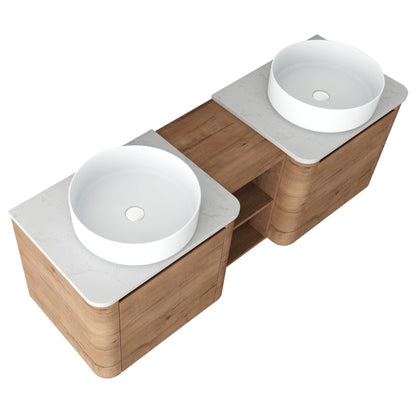 60'' Wall - Mounted Bathroom Vanity With Ceramic Art Sink, and 1 - Storage Shelves, Soft - Close Door, KD - Packing, Plywood - 1st Choice Furniture Direct