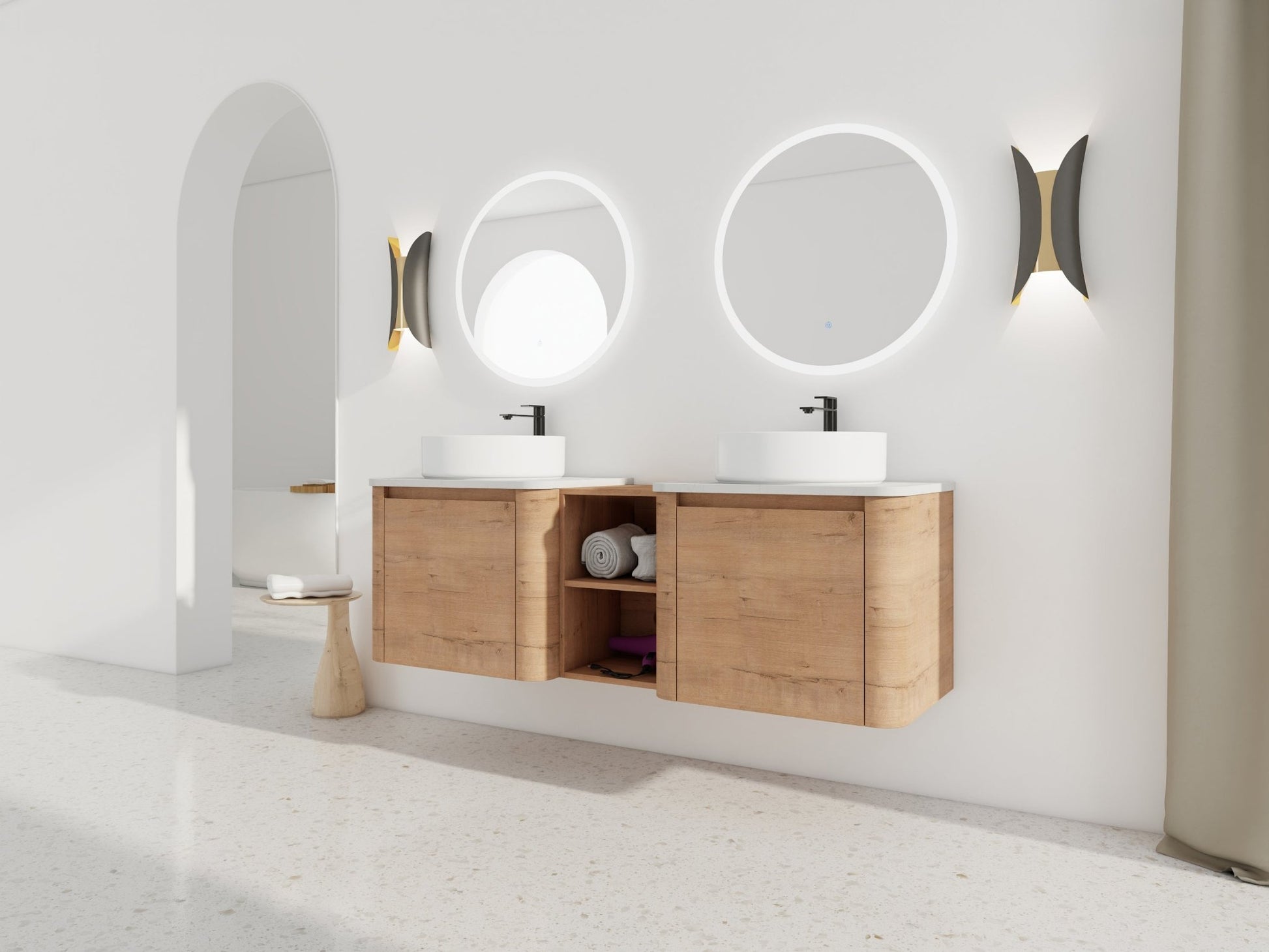 60'' Wall - Mounted Bathroom Vanity With Ceramic Art Sink, and 1 - Storage Shelves, Soft - Close Door, KD - Packing, Plywood - 1st Choice Furniture Direct
