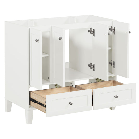 36'' Bathroom Vanity without Countertop,Solid Wood Frame Bathroom Storage Cabinet Only, Freestanding Vanity with 4 Soft Closing Doors& 2 Drawers