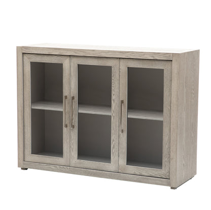 1st Choice Wood Storage Cabinet with Three Tempered Glass Doors in Gray