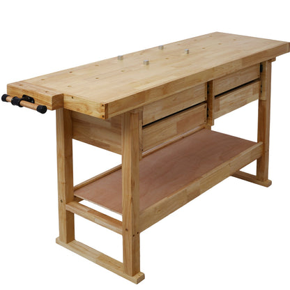 60in Workbench with 4 Drawers Wooden Workbench for Garage Workshop and Home, with Bar Clamps Set 16 inch x 4 - 3/4 inch Throat,Pack of 2 - 1st Choice Furniture Direct