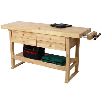 60in Workbench with 4 Drawers Wooden Workbench for Garage Workshop and Home, with Bar Clamps Set 16 inch x 4 - 3/4 inch Throat,Pack of 2 - 1st Choice Furniture Direct