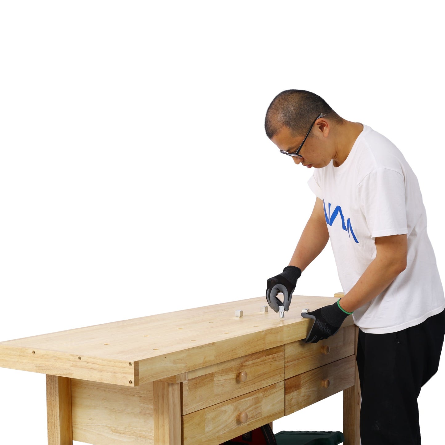 60in Workbench with 4 Drawers Wooden Workbench for Garage Workshop and Home, with Bar Clamps Set 16 inch x 4 - 3/4 inch Throat,Pack of 2 - 1st Choice Furniture Direct
