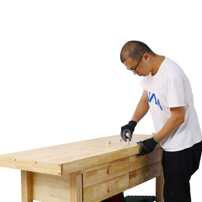 60in Workbench with 4 Drawers Wooden Workbench for Garage Workshop and Home, with Bar Clamps Set 16 inch x 4 - 3/4 inch Throat,Pack of 2 - 1st Choice Furniture Direct