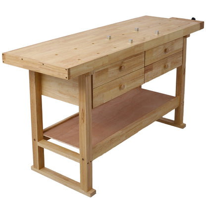 60in Workbench with 4 Drawers Wooden Workbench for Garage Workshop and Home, with Bar Clamps Set 16 inch x 4 - 3/4 inch Throat,Pack of 2 - 1st Choice Furniture Direct