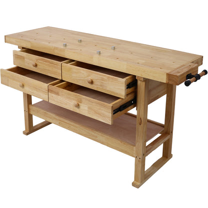 60in Workbench with 4 Drawers Wooden Workbench for Garage Workshop and Home, with Bar Clamps Set 16 inch x 4 - 3/4 inch Throat,Pack of 2 - 1st Choice Furniture Direct