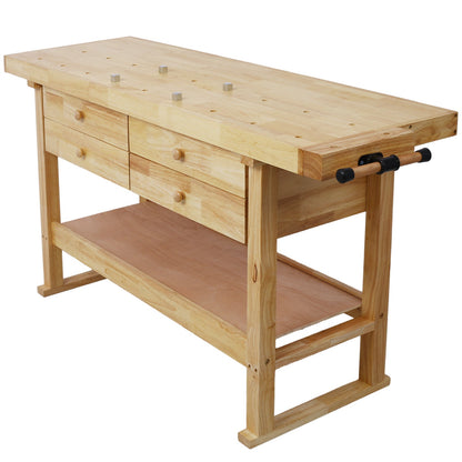 60in Workbench with 4 Drawers Wooden Workbench for Garage Workshop and Home, with Bar Clamps Set 16 inch x 4 - 3/4 inch Throat,Pack of 2 - 1st Choice Furniture Direct