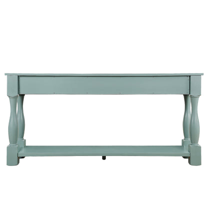 60inch Long Wood Console Table with 3 Drawers and 1 Bottom Shelf for Entryway Hallway Easy Assembly Extra-thick Sofa Table ( Retro Blue) - 1st Choice Furniture Direct