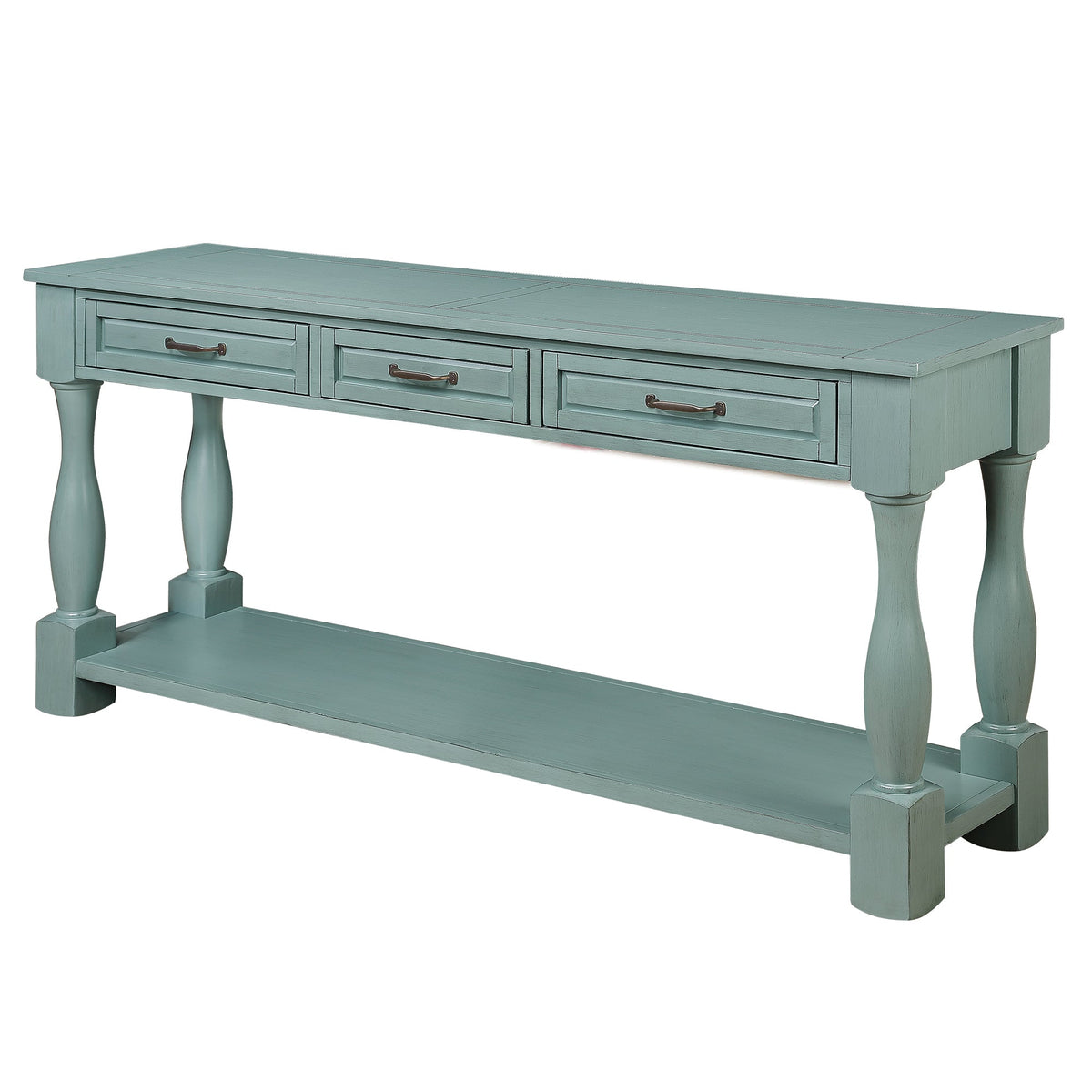 60inch Long Wood Console Table with 3 Drawers and 1 Bottom Shelf for Entryway Hallway Easy Assembly Extra-thick Sofa Table ( Retro Blue) - 1st Choice Furniture Direct