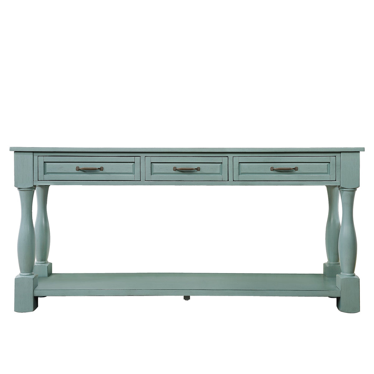 60inch Long Wood Console Table with 3 Drawers and 1 Bottom Shelf for Entryway Hallway Easy Assembly Extra-thick Sofa Table ( Retro Blue) - 1st Choice Furniture Direct