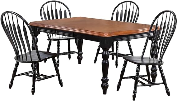 Sunset Trading Black Cherry Selections 5 Piece 56-72" Rectangular Extendable Dining Set with 4 Comfort Back Chairs