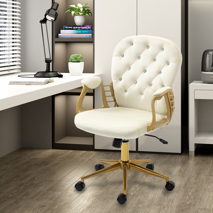 1st Choice Cute Cream Velvet Home Office Chair