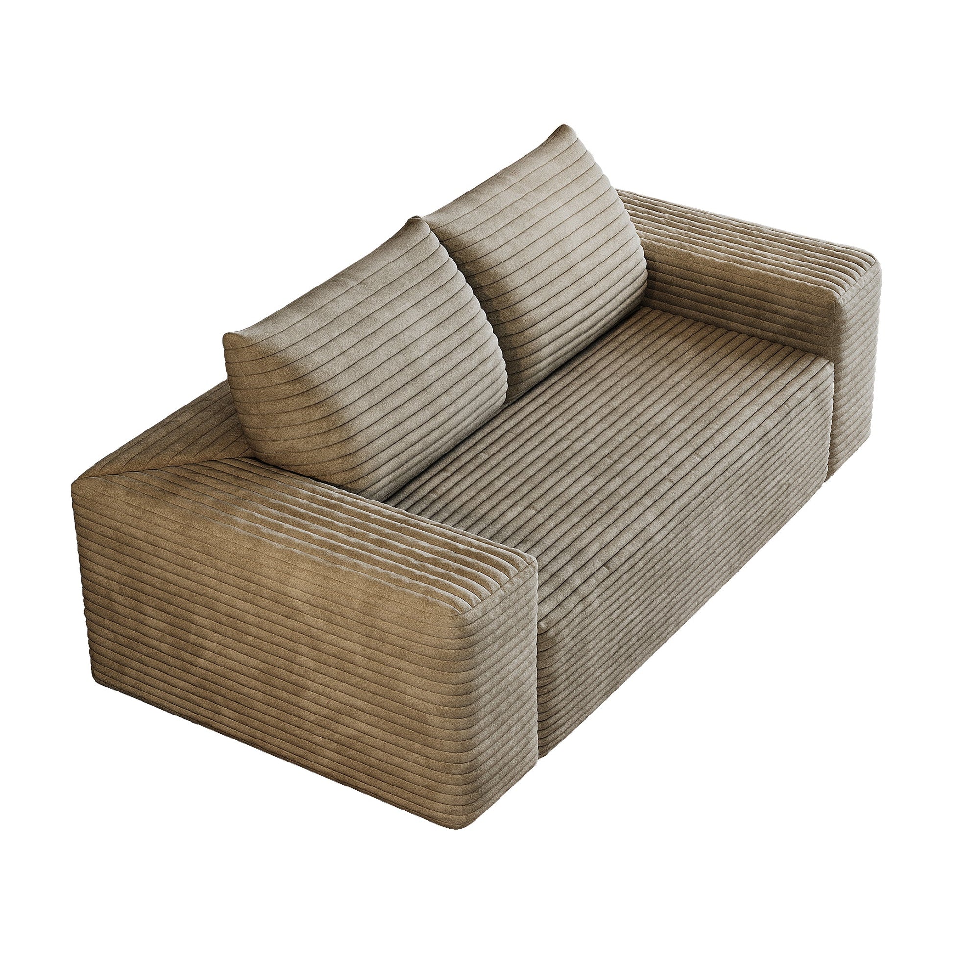 63' 2Setaser Sofa,Corduroy Fabric,Deep Seat Couches,Comfy Loveseat Sofa,No Assembly,1pcs for Living room, Bedroom,Conference room ,Apartment,Camel - 1st Choice Furniture Direct