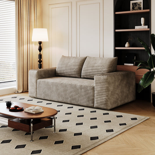 63' 2Setaser Sofa,Corduroy Fabric,Deep Seat Couches,Comfy Loveseat Sofa,No Assembly,1pcs for Living room, Bedroom,Conference room ,Apartment,Camel - 1st Choice Furniture Direct