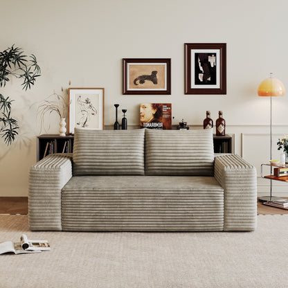 63' 2Setaser Sofa,Corduroy Fabric,Deep Seat Couches,Comfy Loveseat Sofa,No Assembly,1pcs for Living room, Bedroom,Conference room ,Apartment,Camel - 1st Choice Furniture Direct